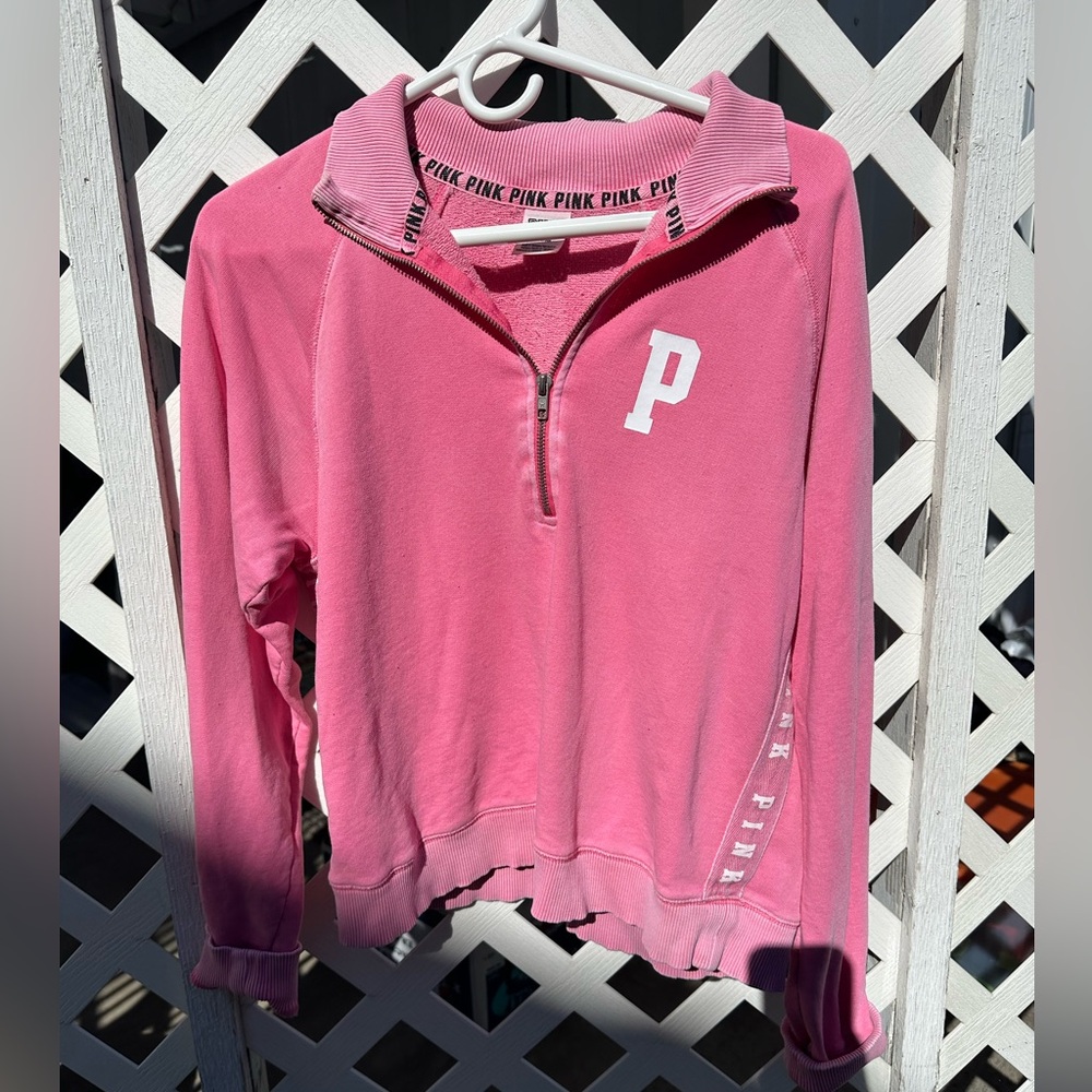 Medium pink PINK quarter zipper long sleeve